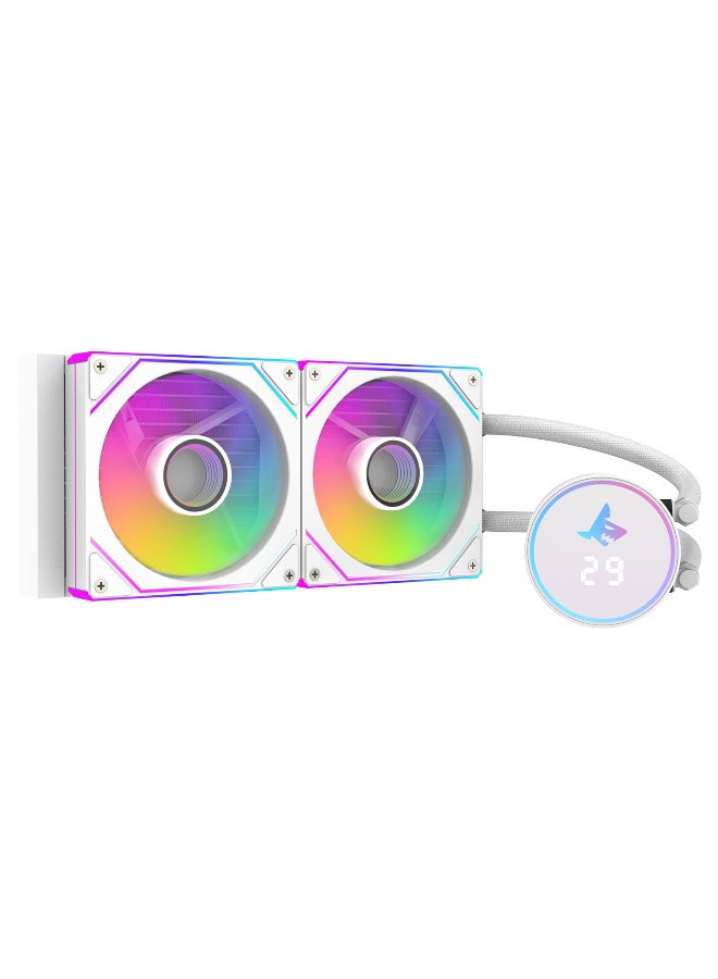 SHARX JAWS 240mm Liquid CPU Cooler with Dual 120mm ARGB Fans, High-Density Aluminum Radiator, Quiet Aluminum Pump, 250W TDP Support, Intel & AMD Compatible, White - Image 2